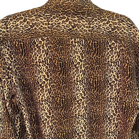 Two Two Vintage Womens Blouse Size Medium Brown Animal Print Long Sleeve - Picture 7 of 8